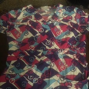 Peace sign scrub top